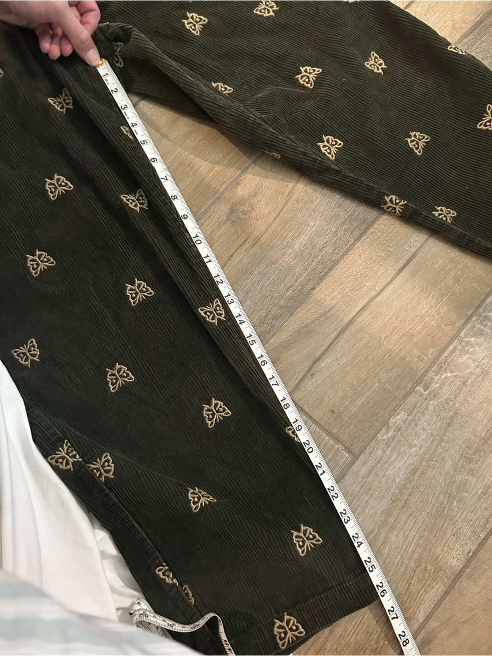 Urban Outfitters Olive Green Corduroy Drawstring pants with Embroidered insects - Picture 7 of 7